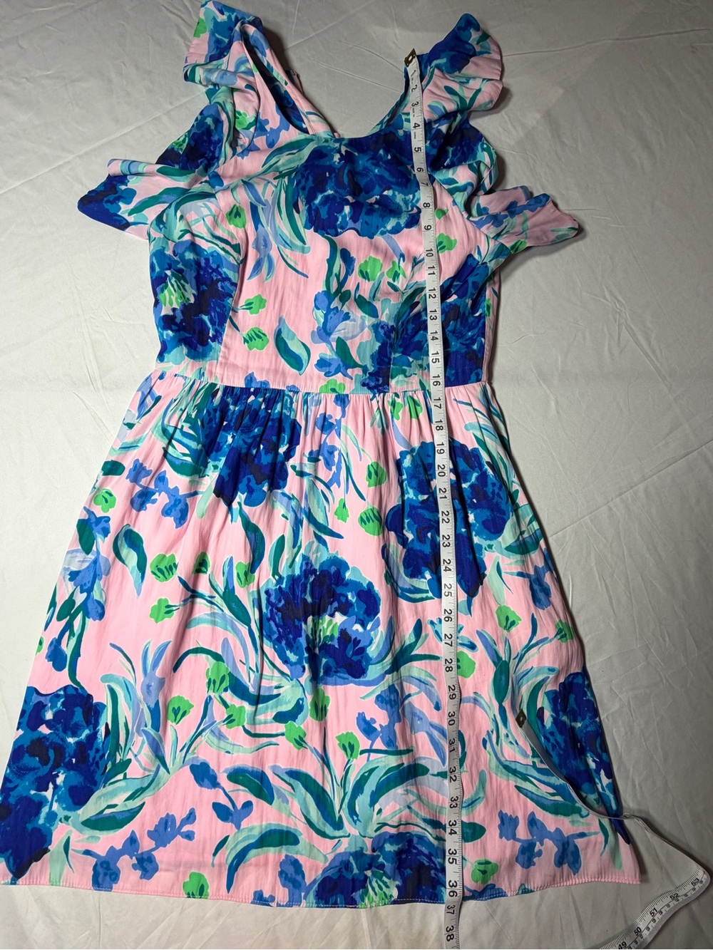 Lilly Pulitzer Rory Dress Pink Tropics Sweet Pea Ruffle Sz 8 - Picture 4 of 8